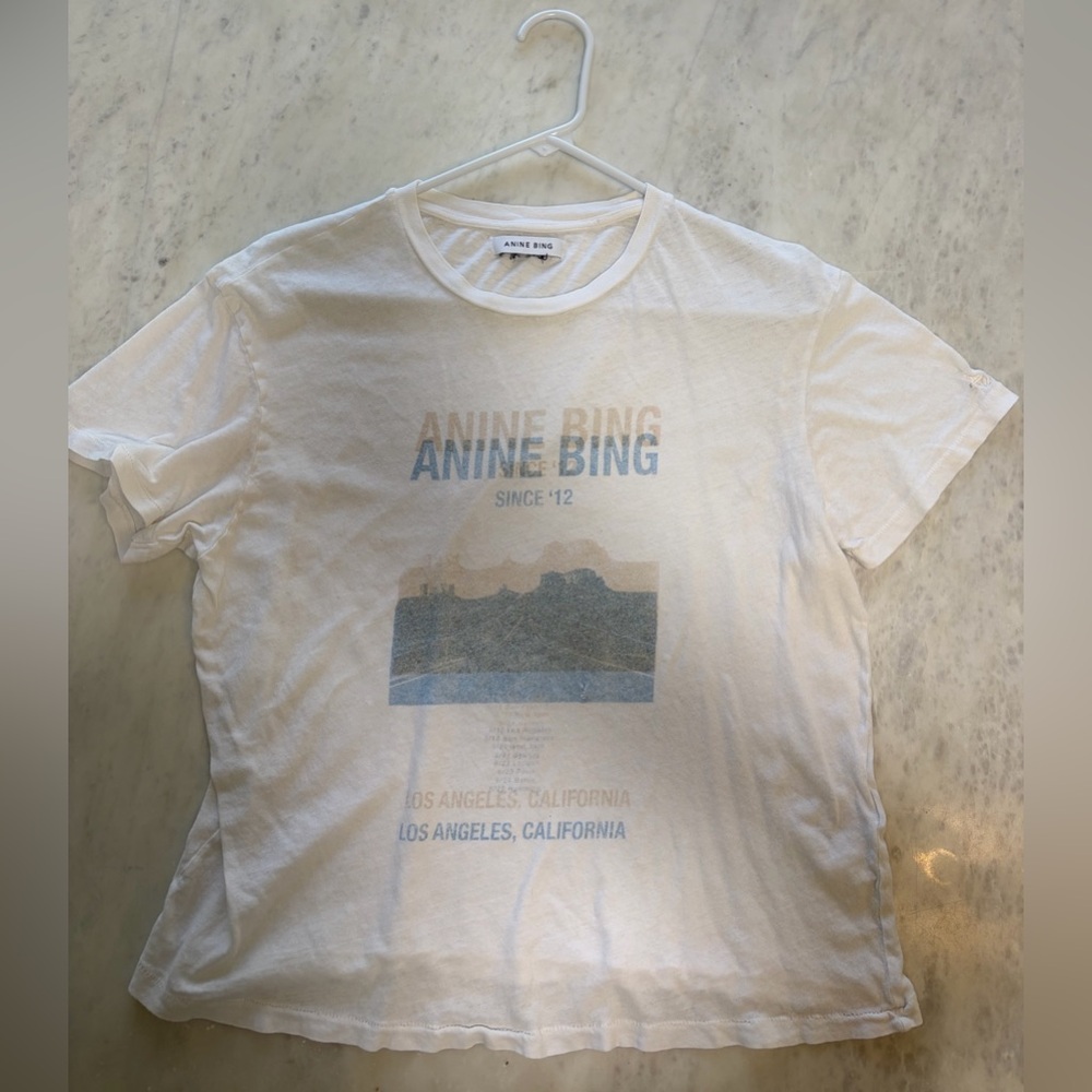 Anine Bing Cream screen print Graphic Tee
